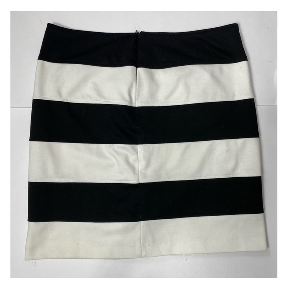 Sandro Jersey Mini Skirt Striped Colorblock Black & White Stretch 12 Large - Picture 2 of 9
